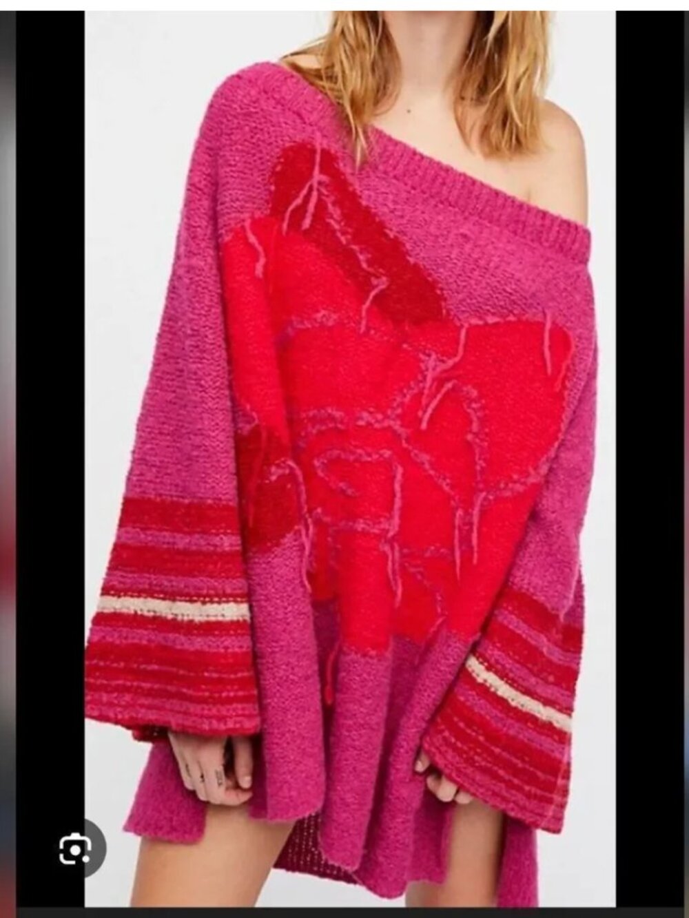 Free People Sweater The Last Rose Women's Pink Alpaca Kimono Sleeve XS/S